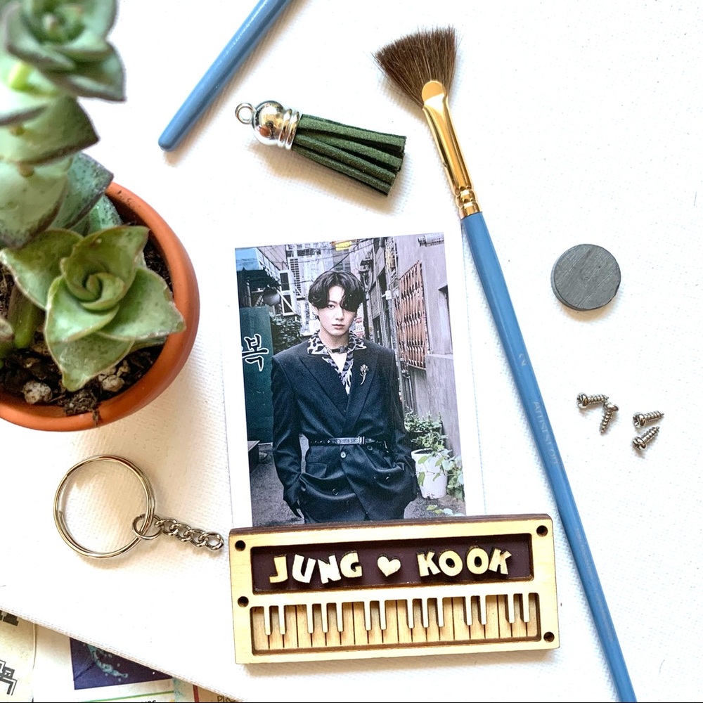 BTS JUNG KOOK Wooden 3D Fridge Magnet or Keychain